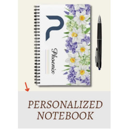 フローラパーソナライズされたスパイラルノートブック(イニシャルP) ノートブック