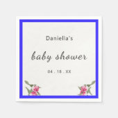 フローラパーソナライズされたスプレーパープルベビーシャワー スタンダードカクテルナプキン (正面)