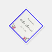 フローラパーソナライズされたスプレーパープルベビーシャワー スタンダードカクテルナプキン (角)