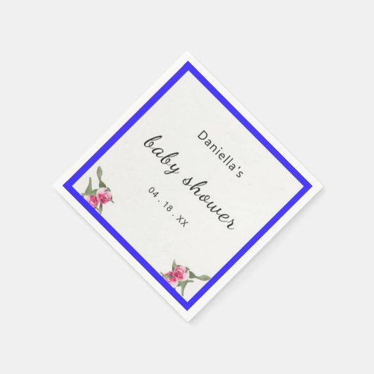 フローラパーソナライズされたスプレーパープルベビーシャワー スタンダードカクテルナプキン (角)