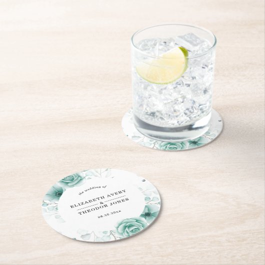 フローラパーソナライズされたス結婚ナプキンス紙プレート ラウンドペーパーコースター (インサイチュ)