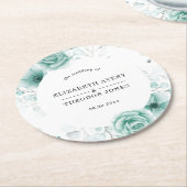 フローラパーソナライズされたス結婚ナプキンス紙プレート ラウンドペーパーコースター (アングル)