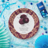 フローラパーソナライズされたズ結婚・ブルゴーニュ・ナプキンス ペーパープレート (パーティー)