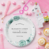 フローラパーソナライズされたセージ結婚グリーンのナプキン ペーパープレート (パーティー)