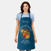 フローラパーソナライズされたハッピー感謝祭クリスチャン エプロン (着用した状態)