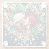 フローラパーソナライズされたハートフレーム写真 ガラスコースター (裏面)