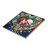 フローラパーソナライズされたハートフレーム写真 タイル (側面)