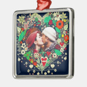 フローラパーソナライズされたハートフレーム写真 メタルオーナメント (左)