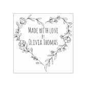 フローラパーソナライズされたハートリース「愛で作られた」 ラバースタンプ (インプリント)