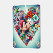 フローラパーソナライズされたハート枠クリスマスプレゼント メタルオーナメント (正面左)