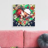 フローラパーソナライズされたハート枠ロマンチックな贈り物 キャンバスプリント (インサイチュ (リビング))