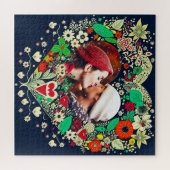 フローラパーソナライズされたハート枠ロマンチックな贈り物 ジグソーパズル (横)