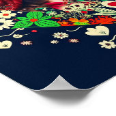 フローラパーソナライズされたハート枠ロマンチックな贈り物 ポスター (角)