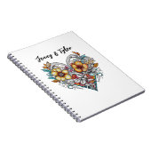 フローラパーソナライズされたハート ノートブック (右側)