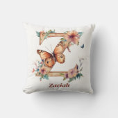 フローラパーソナライズされたバタフライレターZモノグラム クッション (正面)