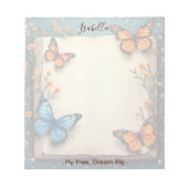 フローラパーソナライズされたバタフライ名前をカスタムすると引用文 ノートパッド (正面)