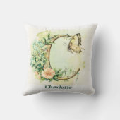 フローラパーソナライズされたバタフライ文字Cモノグラム クッション (裏面)