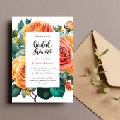 フローラパーソナライズされたバラグリーナリーブライダルシャワー 招待状