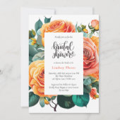 フローラパーソナライズされたバラグリーナリーブライダルシャワー 招待状 (正面)