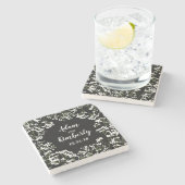 フローラパーソナライズされたバ結婚ビズの新婚 ストーンコースター (横)