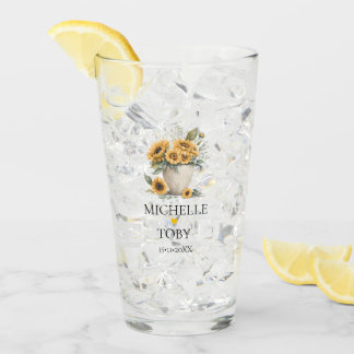 フローラパーソナライズされたヒマワリ結婚ウズ タンブラーグラス