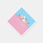 フローラパーソナライズされたピンクとブルーの赤ちゃん スタンダードカクテルナプキン (角)