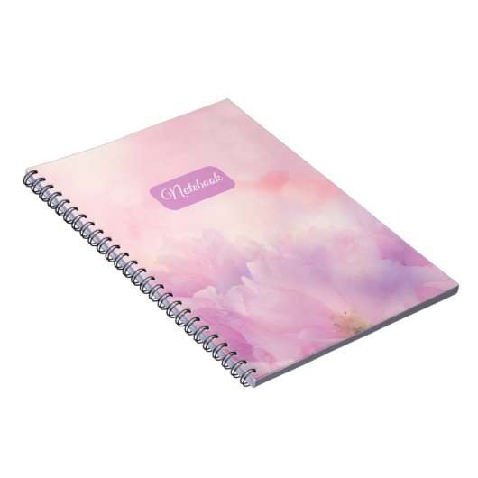 フローラパーソナライズされたピンクノートブック – 名前をカスタムするJo ノートブック (右側)