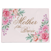 フローラパーソナライズされたピンクブライドバンド、Bridesmai用 ラージペーパーバッグ (正面)