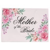 フローラパーソナライズされたピンクブライドバンド、Bridesmai用 ラージペーパーバッグ (裏面)