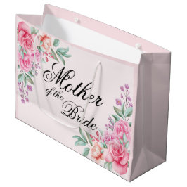 フローラパーソナライズされたピンクブライドバンド、Bridesmai用 ラージペーパーバッグ