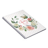 フローラパーソナライズされたピンクローズガールモノグラム名 ノートブック (右側)