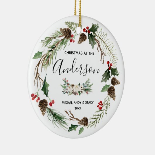 フローラパーソナライズされたファミリークリスマス セラミックオーナメント (右)