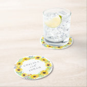 フローラパーソナライズされたフィ結婚ールド ラウンドペーパーコースター (インサイチュ)