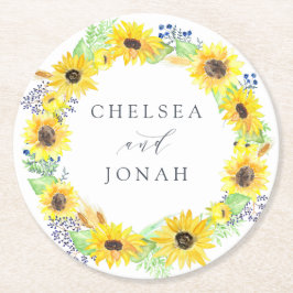 フローラパーソナライズされたフィ結婚ールド ラウンドペーパーコースター