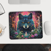 フローラパーソナライズされたフォレストウルフ マウスパッド