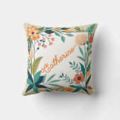 フローラパーソナライズされたフレーム付名前をカスタムする クッション (裏面)