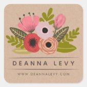 フローラパーソナライズされたブーケ名シール スクエアシール (正面)