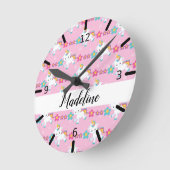 フローラパーソナライズされたベビー ラウンド壁時計 (傾斜)