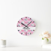 フローラパーソナライズされたベビー ラウンド壁時計 (ホーム)