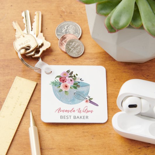 フローラパーソナライズされたボウルとウィスカーベーカーズ キーホルダー (デスク)