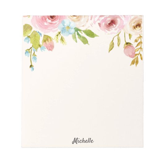 フローラパーソナライズされたメモ帳あなたのテキストギフト彼女のために ノートパッド (正面)