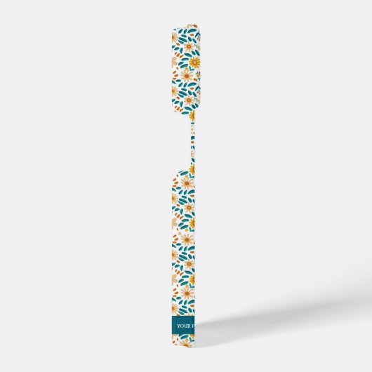 フローラパーソナライズされたモノグラムと名前 iPhoneケース (右側面)