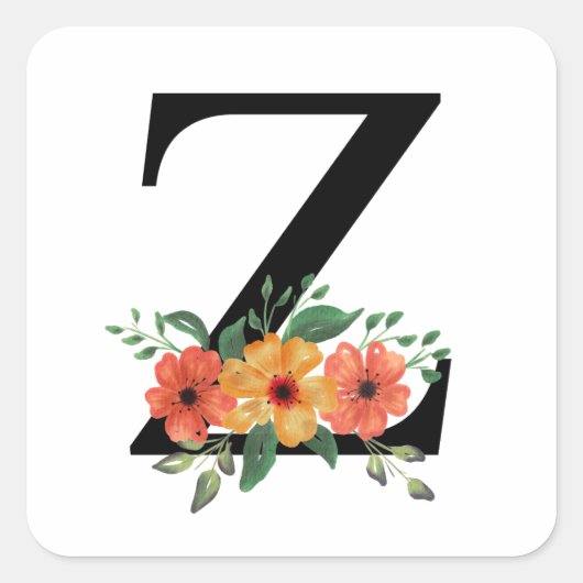 フローラパーソナライズされたモノグラムの スクエアシール (正面)