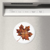 フローラパーソナライズされたモノグラムオータムメイプルリーフ マグネット (インサイチュ (食洗機))