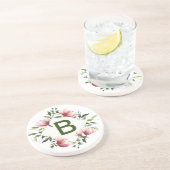 フローラパーソナライズされたモノグラムサンドストーンコースター コースター (側面)