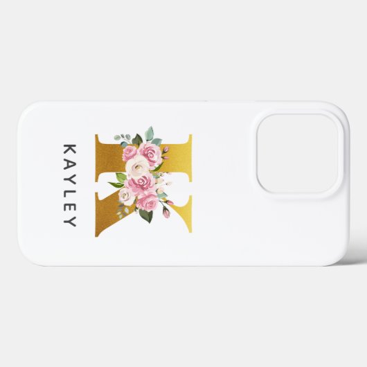 フローラパーソナライズされたモノグラム文字K名 Case-Mate iPhoneケース (裏面 (横))