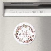 フローラパーソナライズされたモノグラム秋の赤い葉 マグネット (インサイチュ (食洗機))