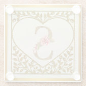 フローラパーソナライズされたモノグラム、AからZまで ガラスコースター (裏面)