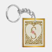 フローラパーソナライズされたモノグラム、AからZまで キーホルダー (正面左)