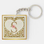 フローラパーソナライズされたモノグラム、AからZまで キーホルダー (裏面)